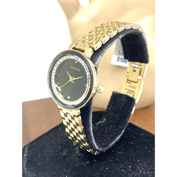 Armitron Women\'s Watch 75/5796GP Black Dial Quartz Gold Tone Steel Gemmed 28mm main image 13